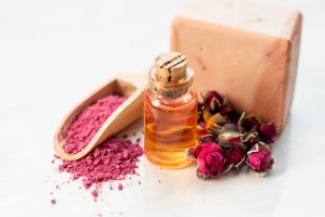 Rose essential oil and creating of homemade organic cosmetic